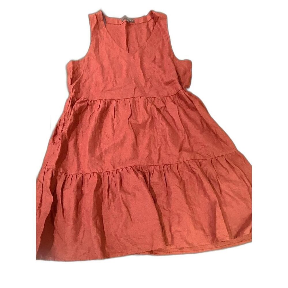 Womens Linene Blend Mini Tank dress with Pockets XS Matty